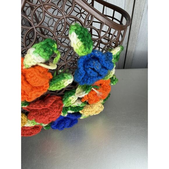 Vintage Bag Tote Crochet Flower Basket Design Sewing 60s/70s Hippie - Picture 8 of 9